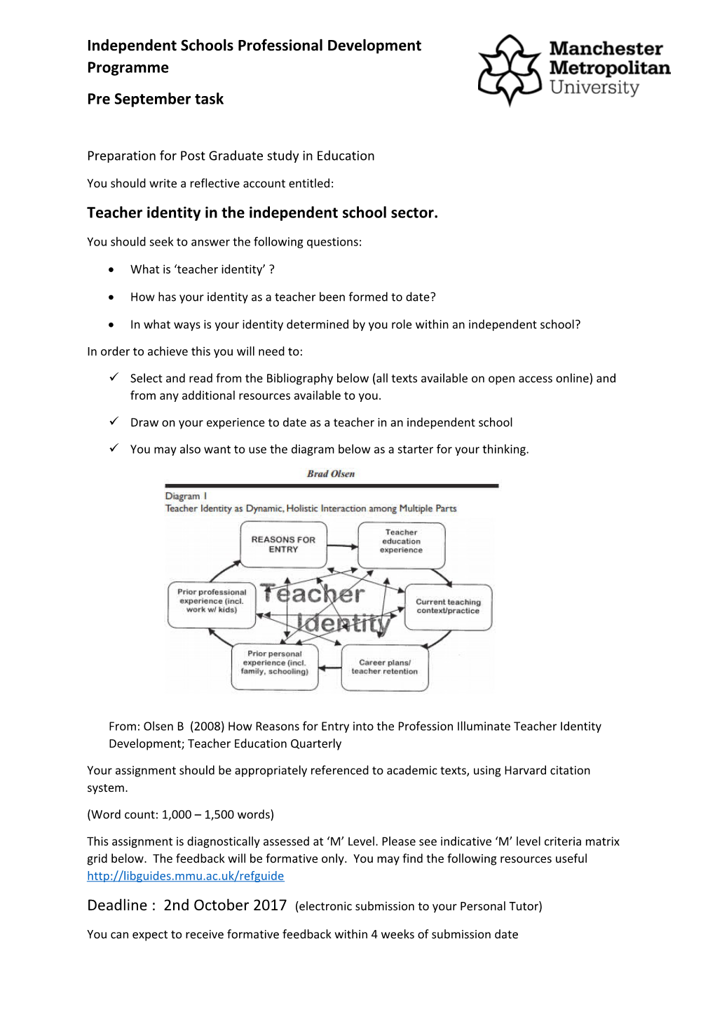 Preparation for Post Graduate Study in Education