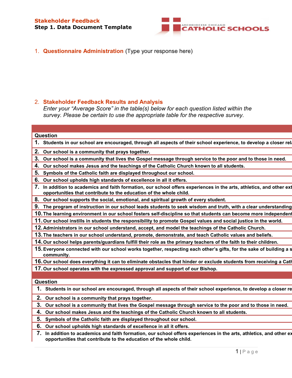 Step 1. Data Document Template