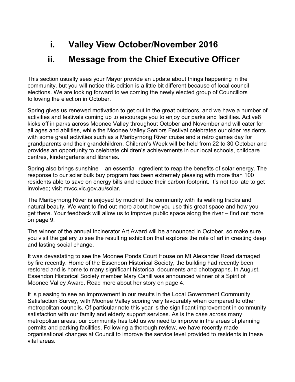 Message from the Chief Executiveofficer