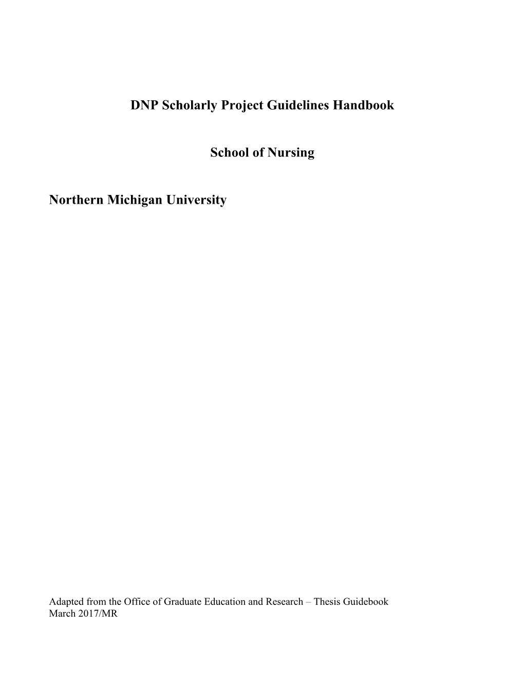 DNP Scholarly Project Guidelines Handbook