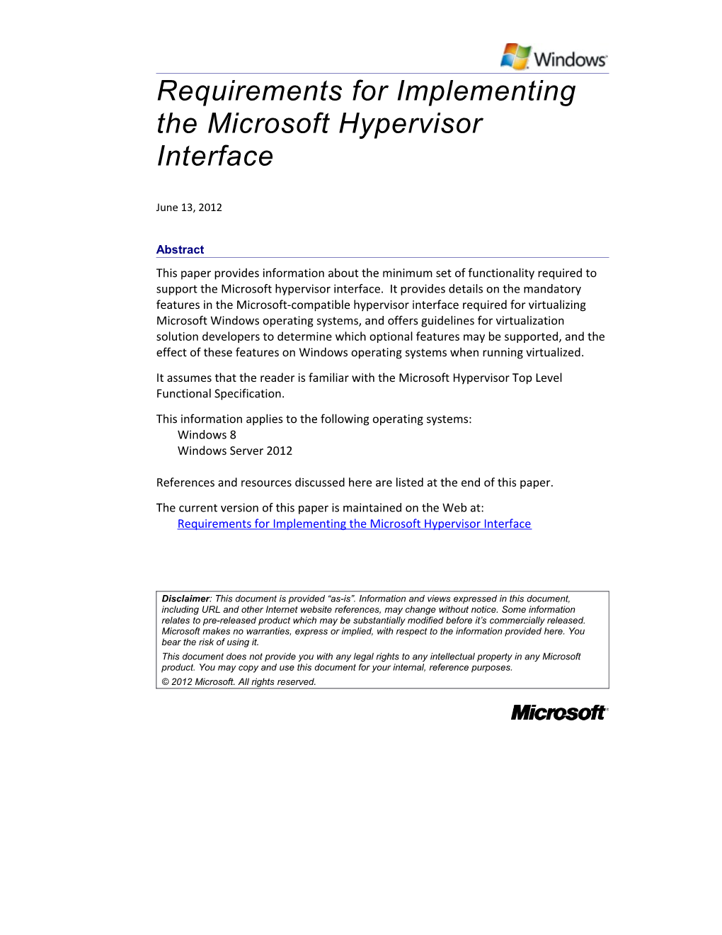 Requirements for Implementing the Microsoft Hypervisor Interface - 1
