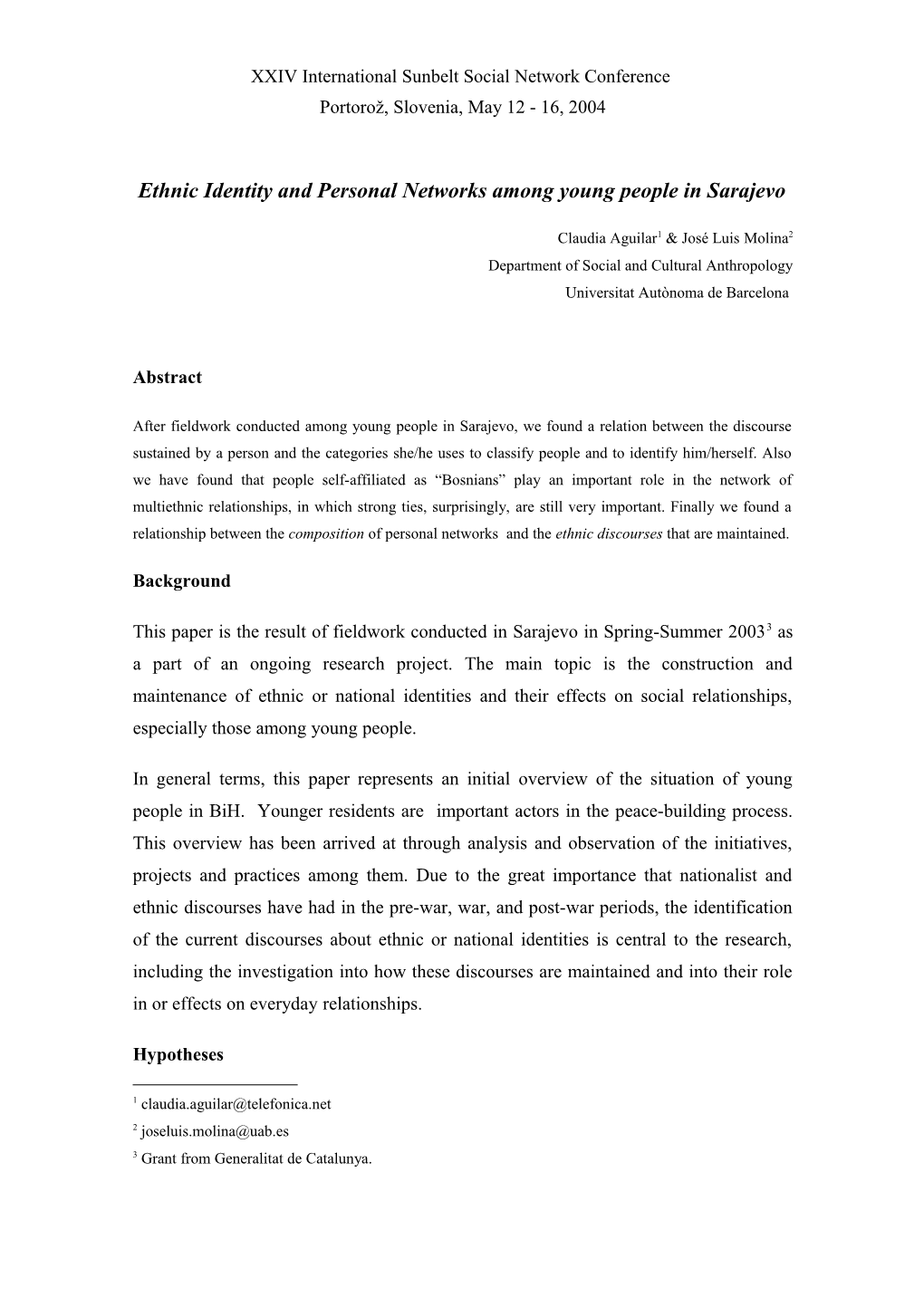 Ethnic Identity and Personal Networks Among Young People in Sarajevo