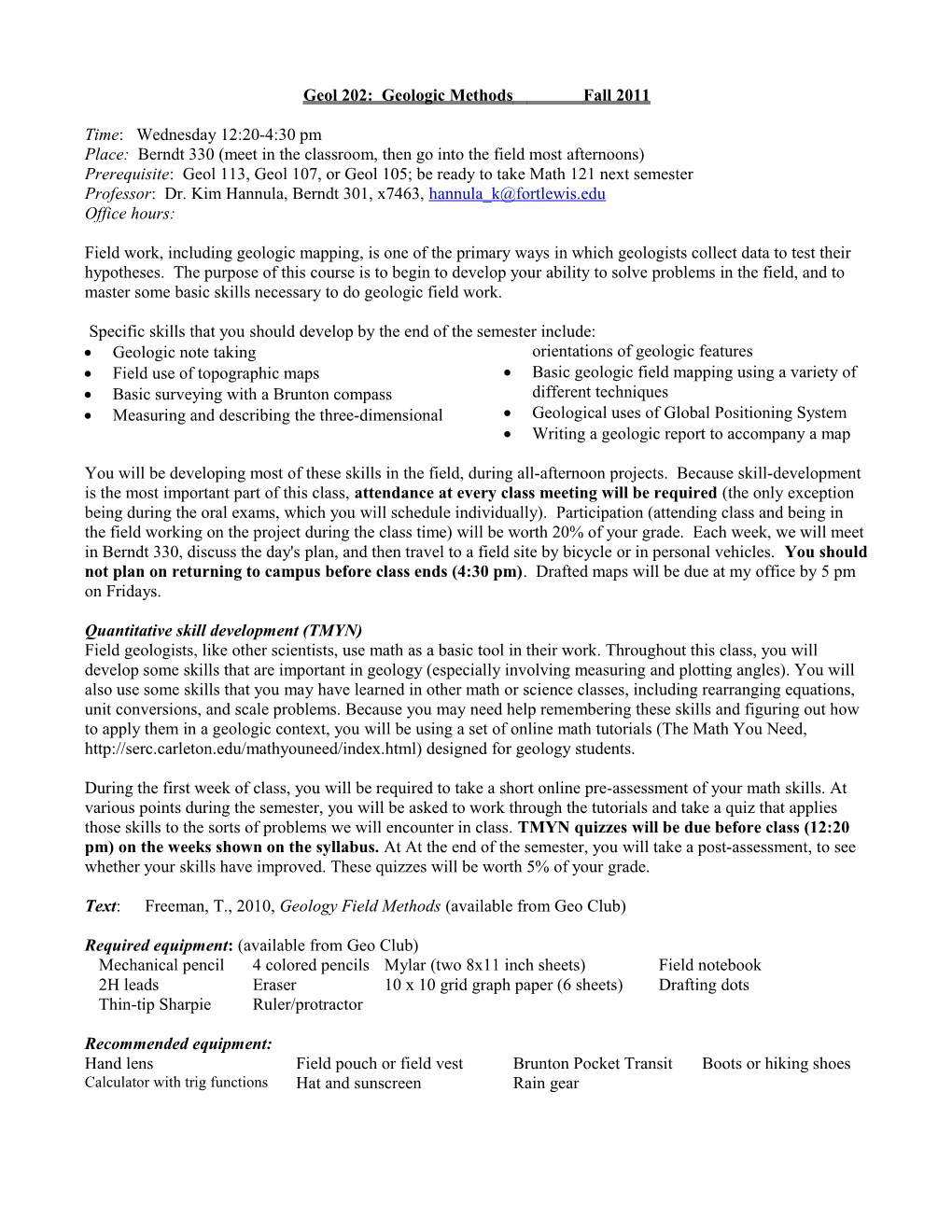 Geol 202: Geologic Methods