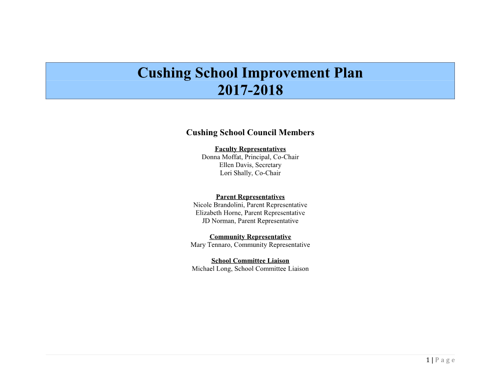 Cushing School Improvement Plan