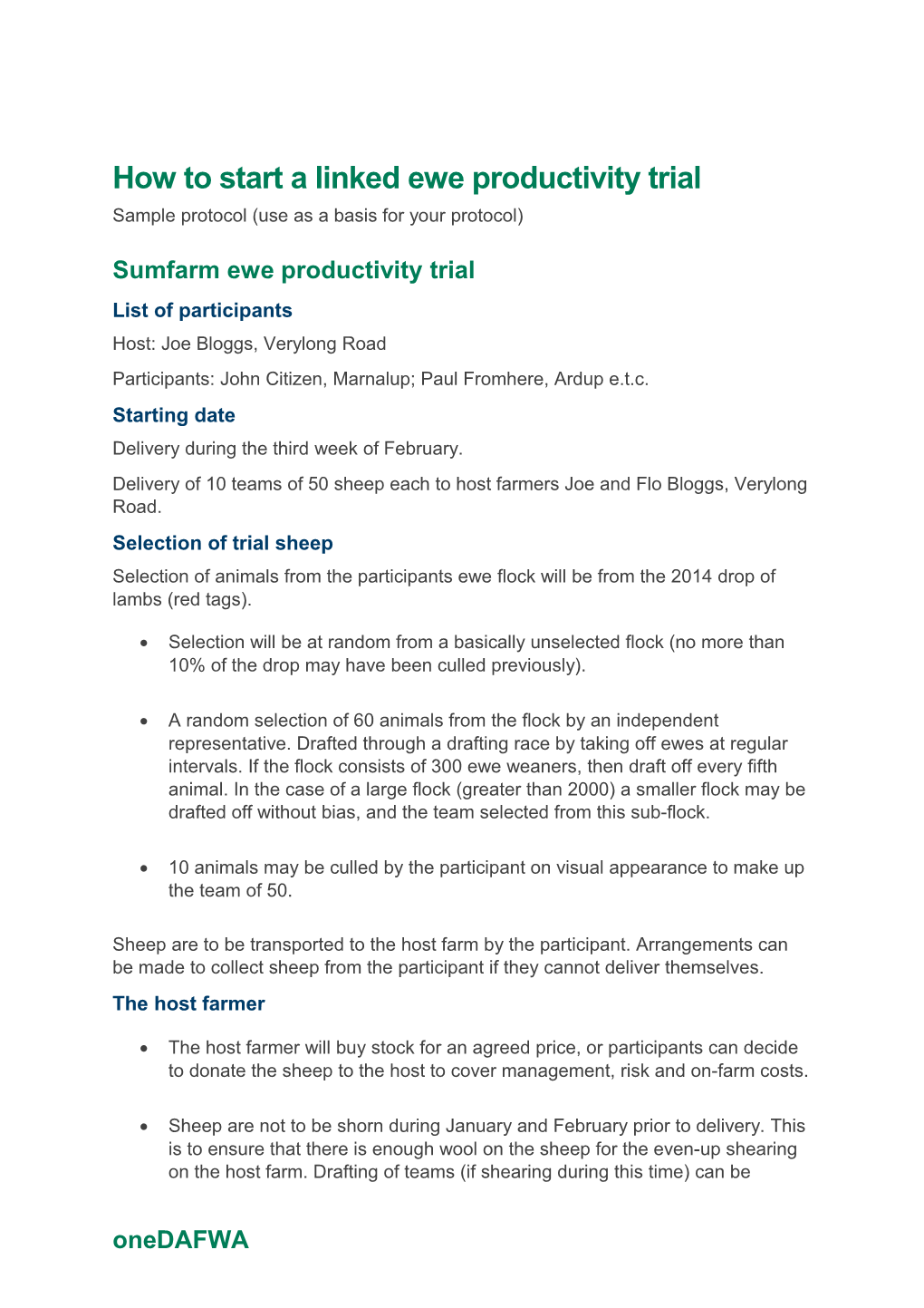 How to Start a Linked Ewe Productivity Trial