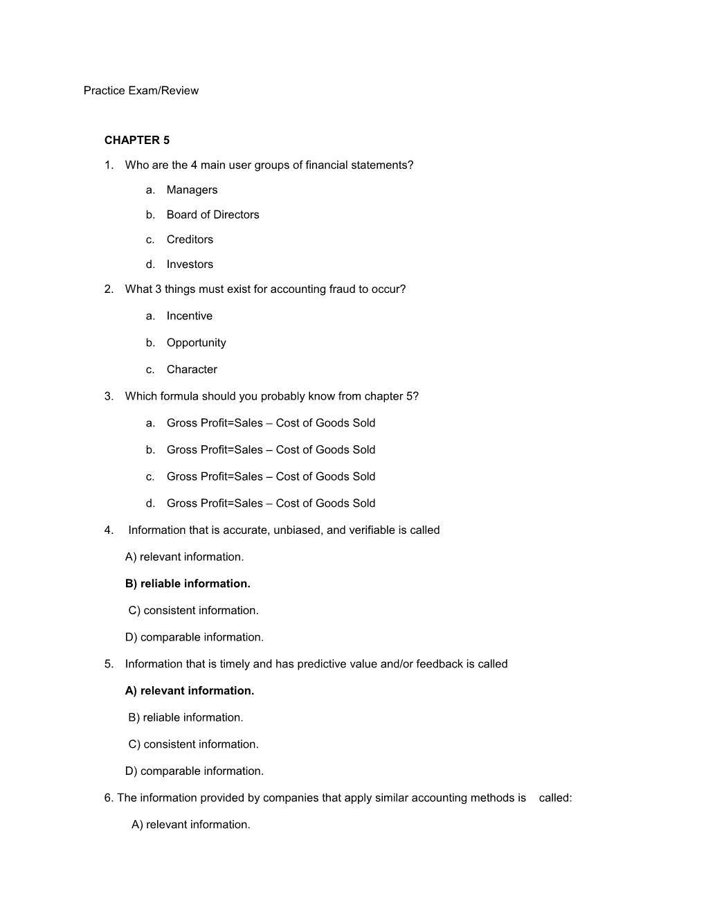 Practice Exam/Review