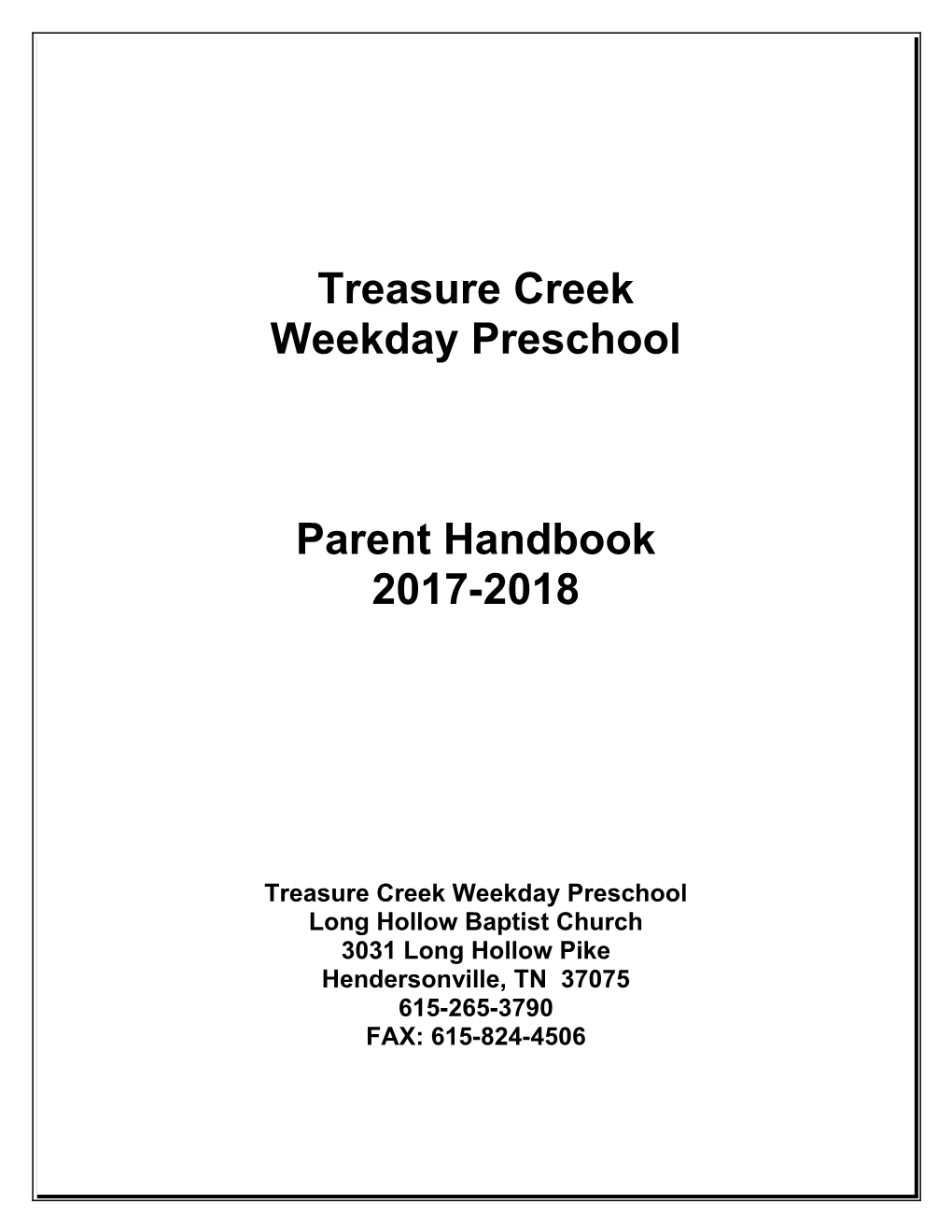 Treasure Creek Weekday Preschool