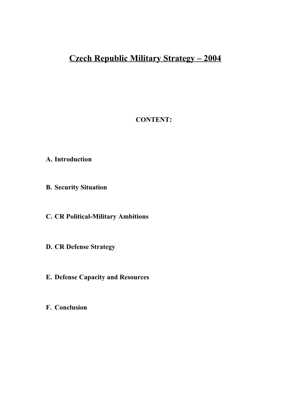 Czechrepublic Military Strategy 2004