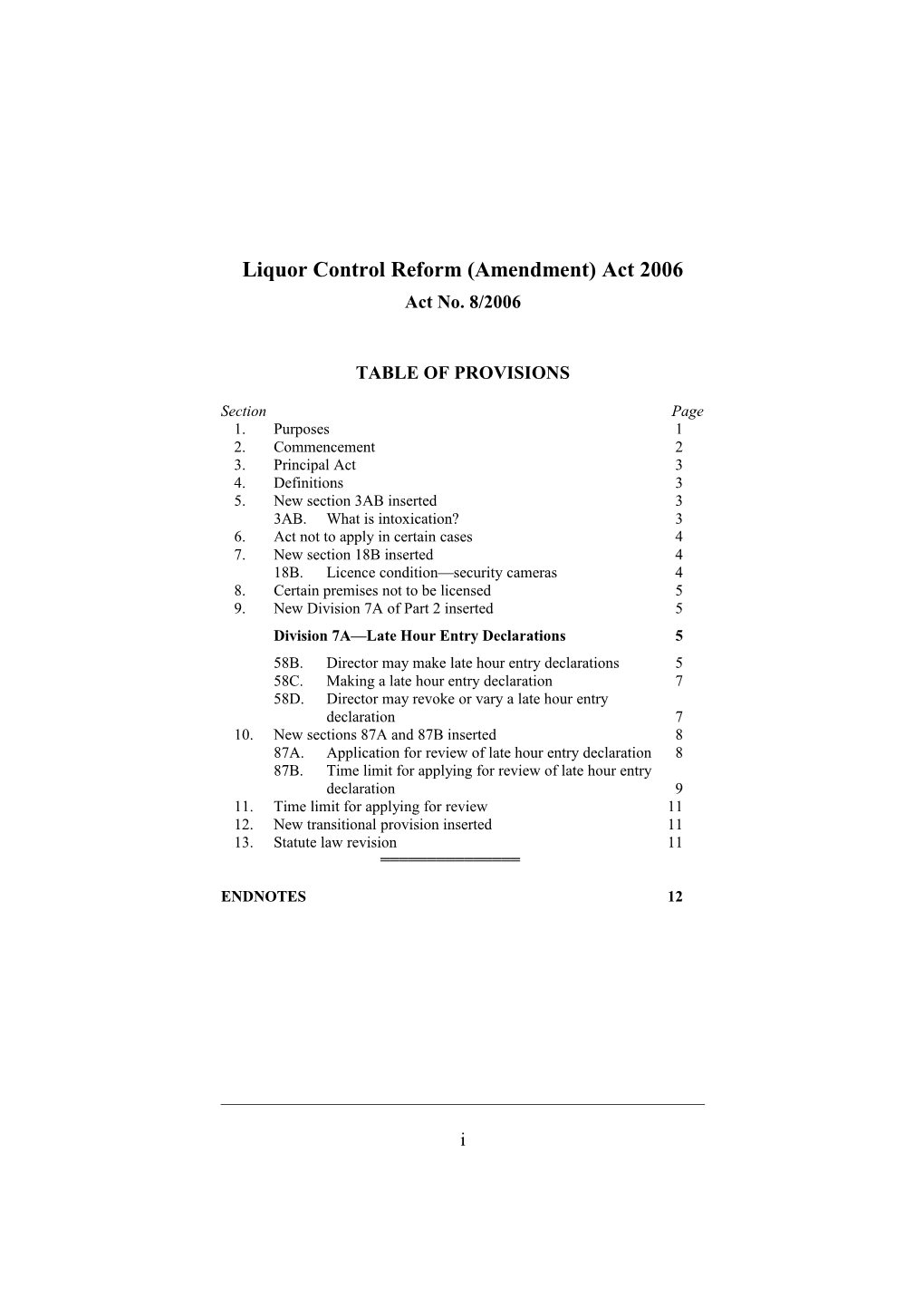 Liquor Control Reform (Amendment) Act 2006