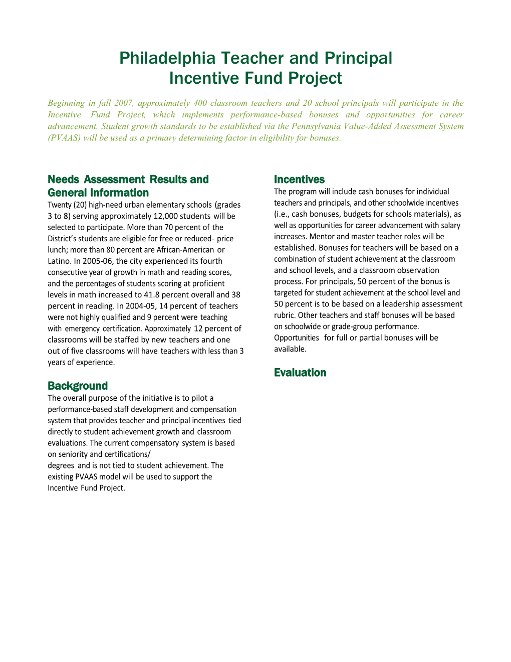 Philadelphia Teacher and Principal Incentive Fund Project (MS Word)
