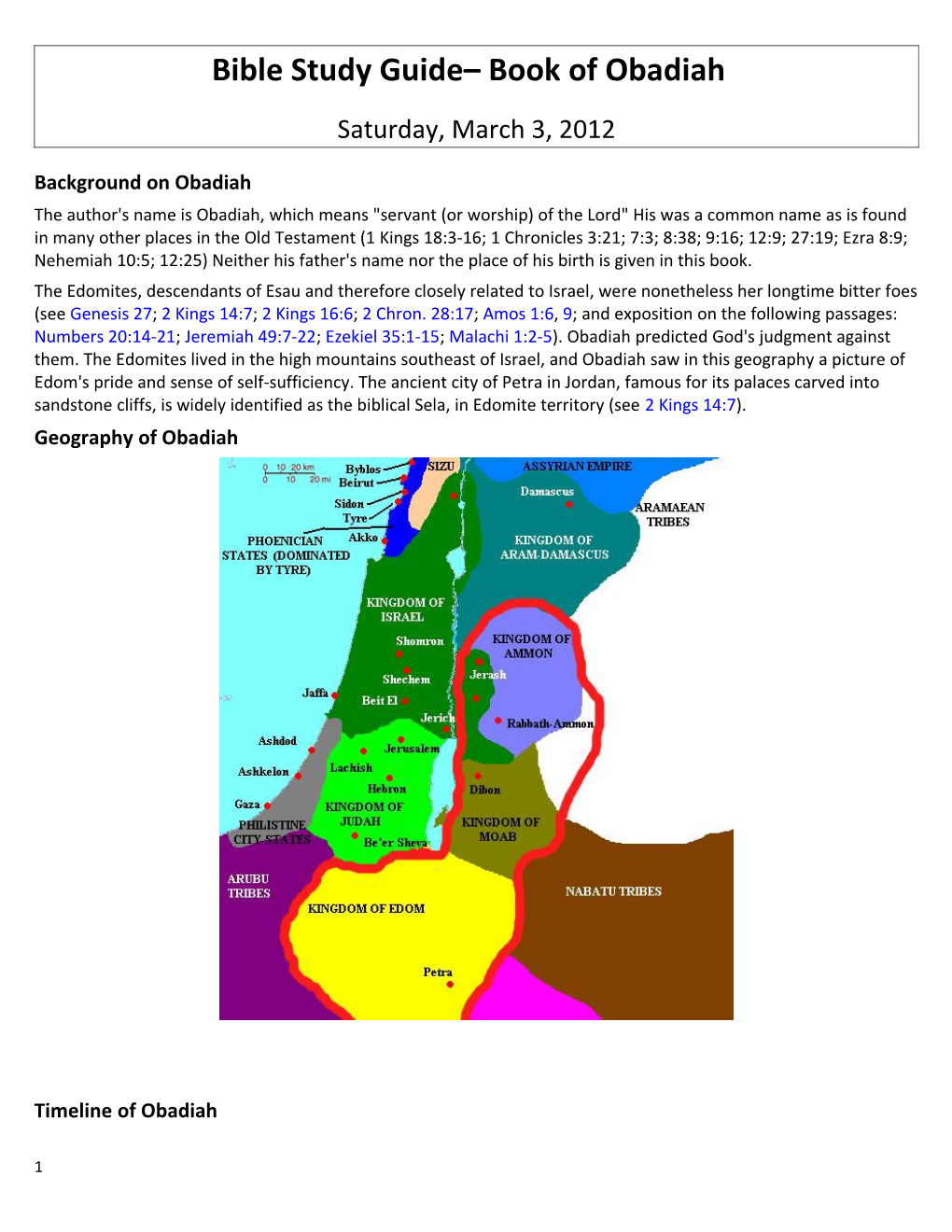 Bible Study Guide Book of Obadiah