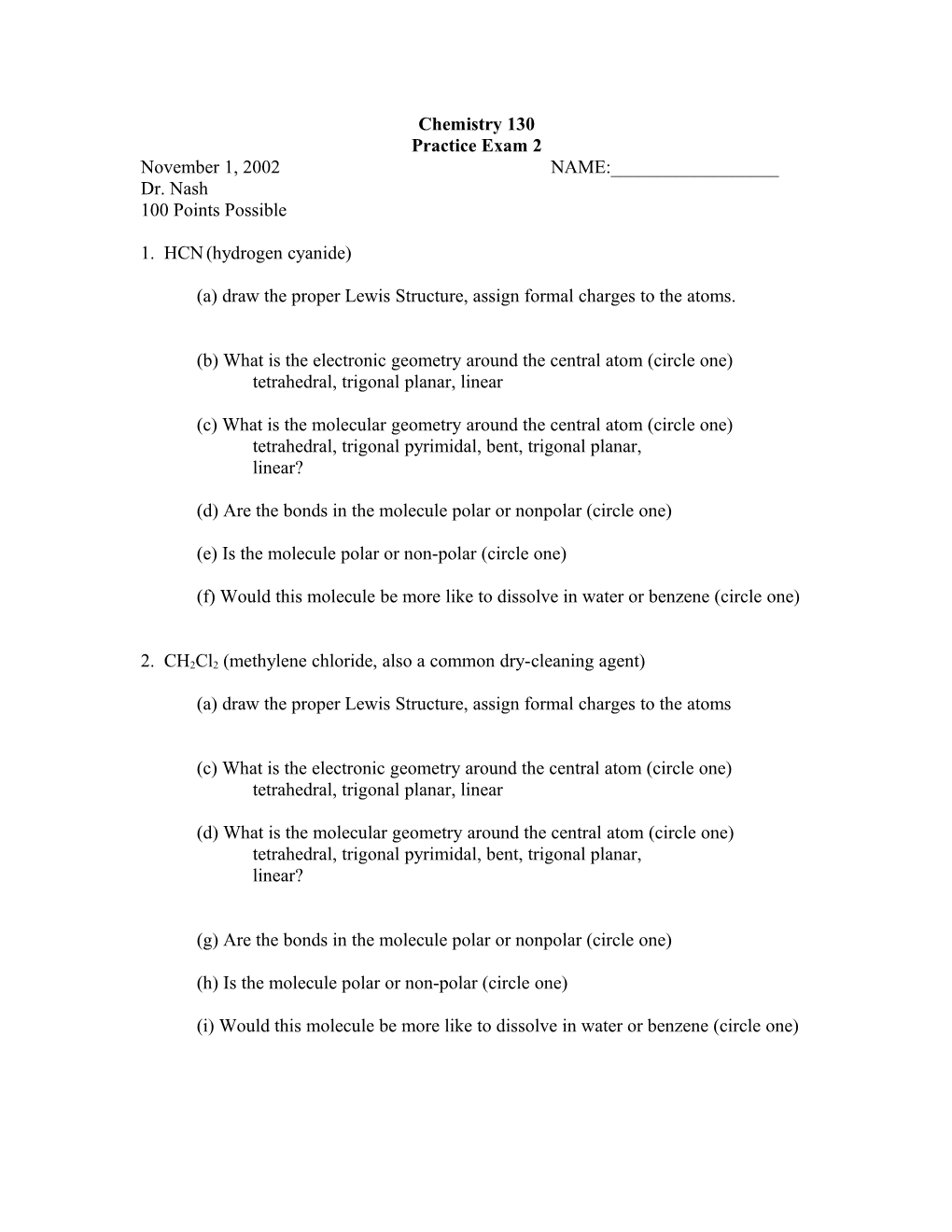 (A) Draw the Proper Lewis Structure, Assign Formal Charges to the Atoms