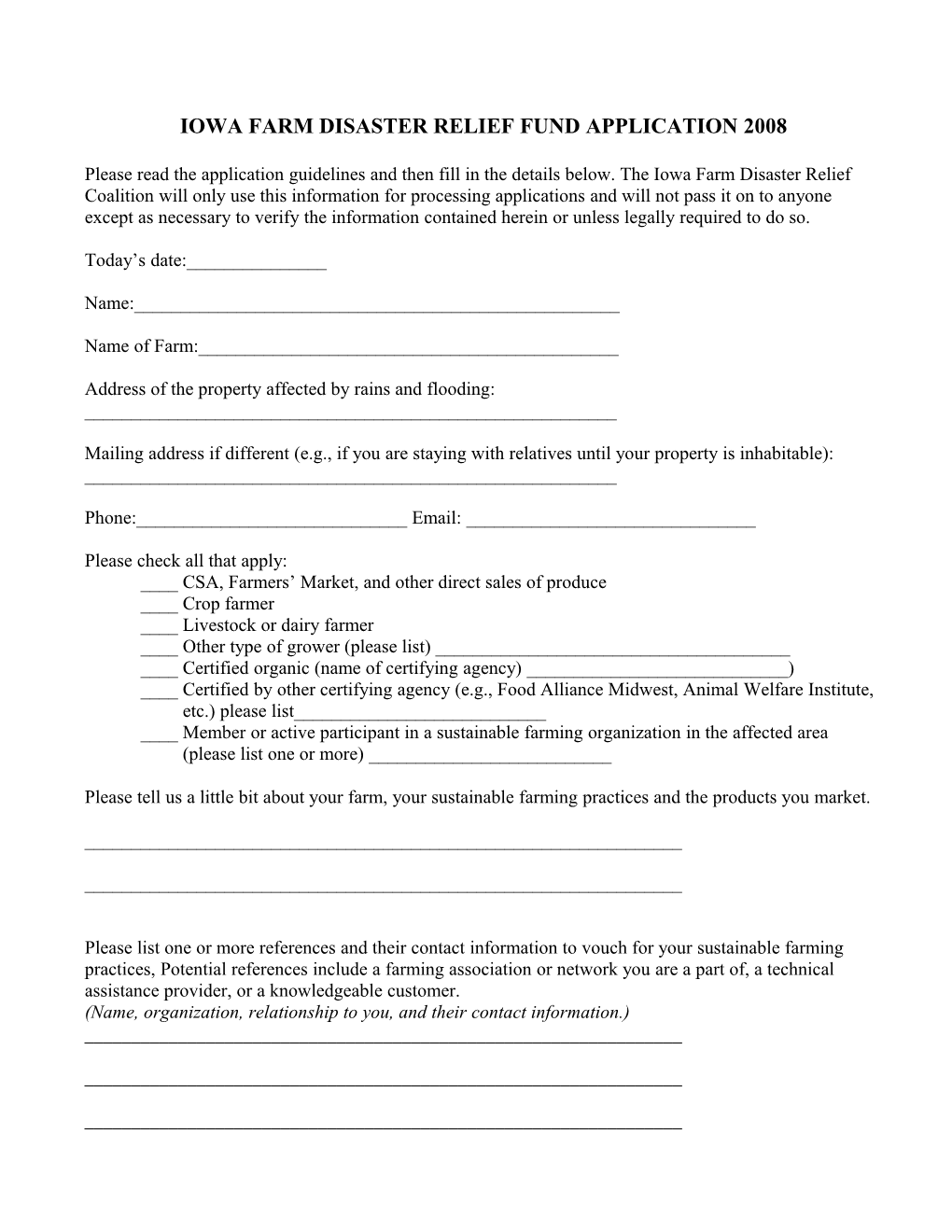 Iowa Farm Aid Disaster Relief Application Draft 1