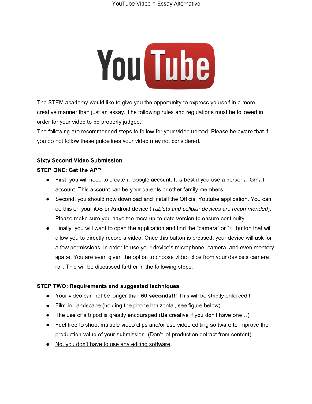 Youtube Video = Essay Alternative