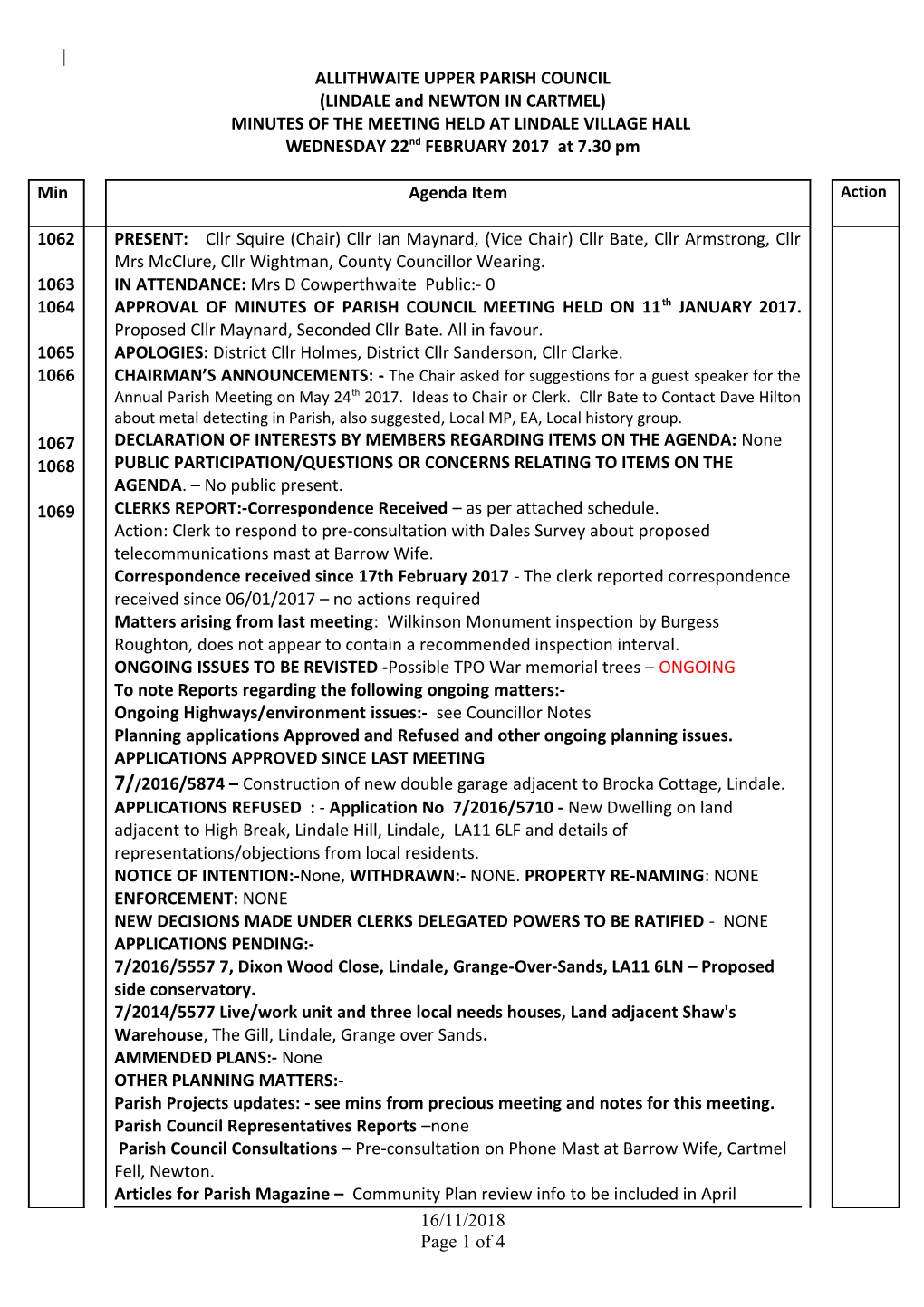 Allithwaite Upper Parish Council