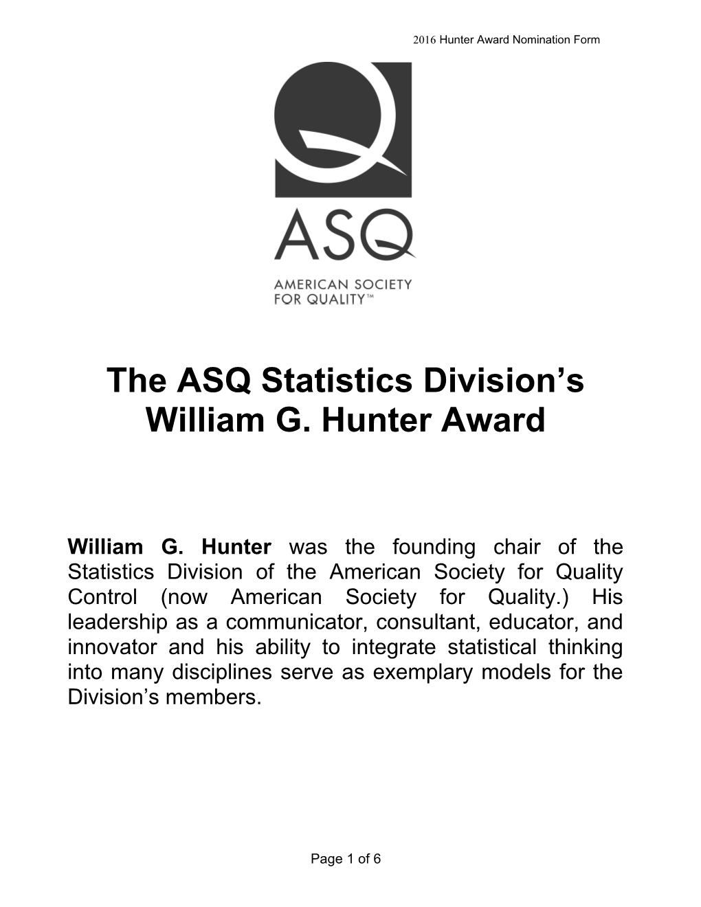 The ASC Statistics Division S