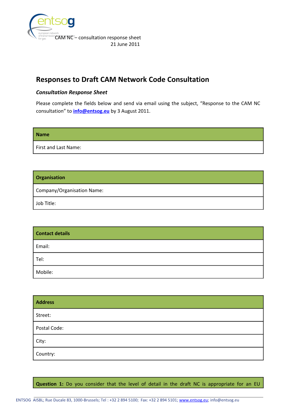 Responses to Draft CAM Network Code Consultation