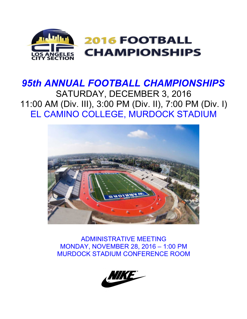 95Th ANNUAL FOOTBALL CHAMPIONSHIPS