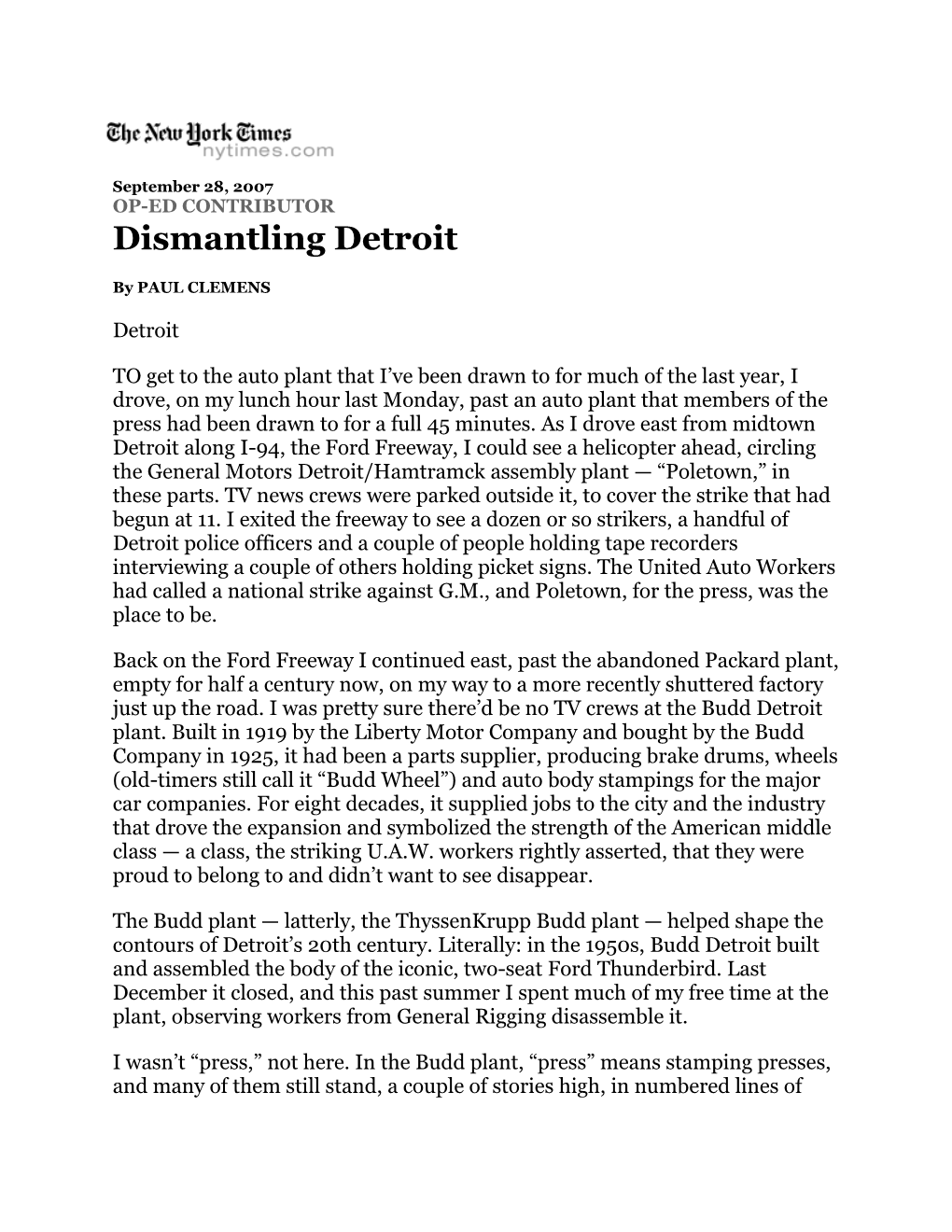 Dismantling Detroit