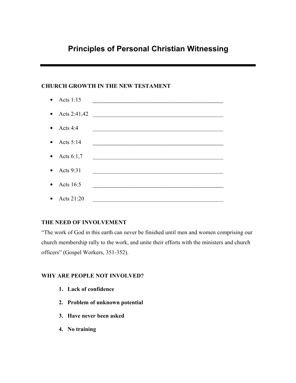 Principles of Personal Christian Witness