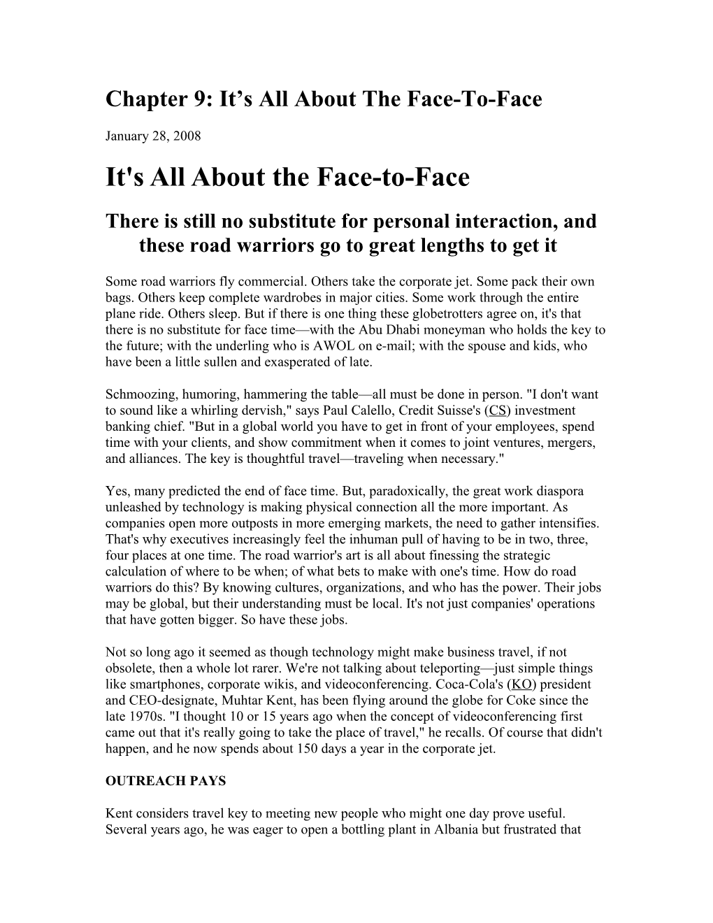 Chapter 9: It S All About the Face-To-Face