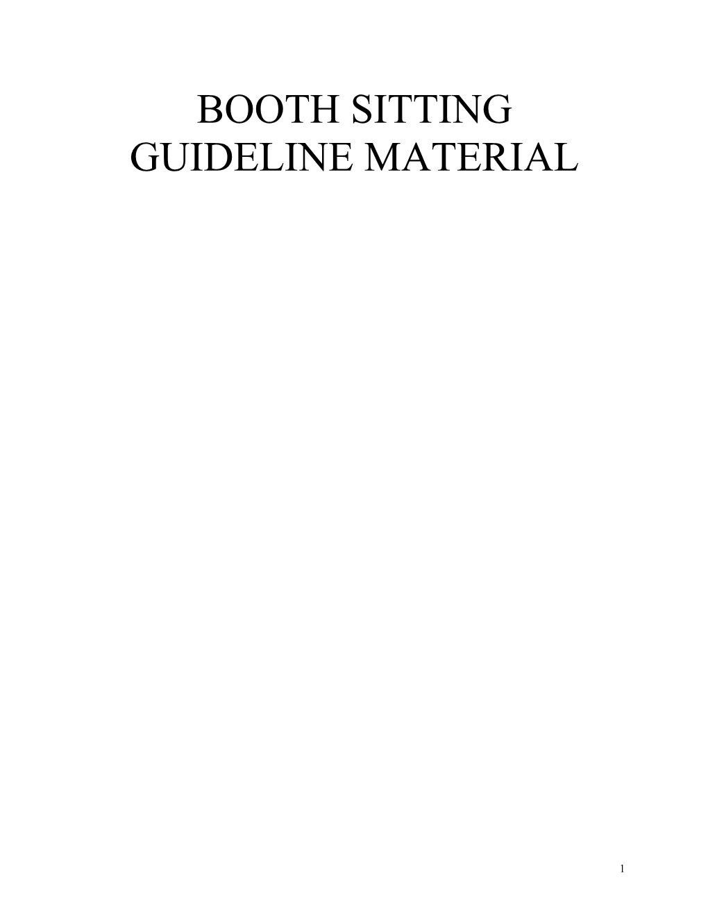 Booth Sitting Guideline Material