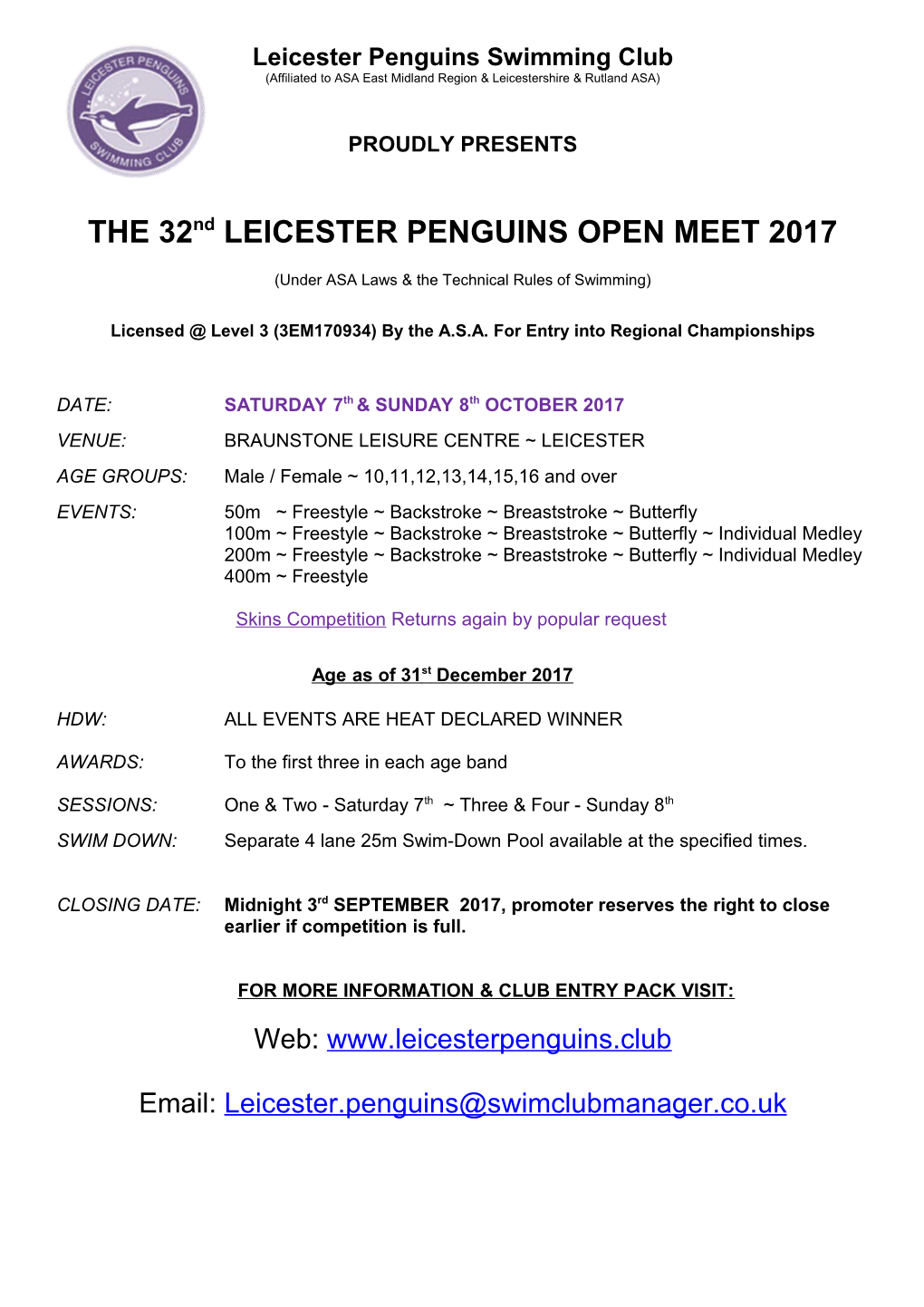 City of Leicester Swimming Club Limited