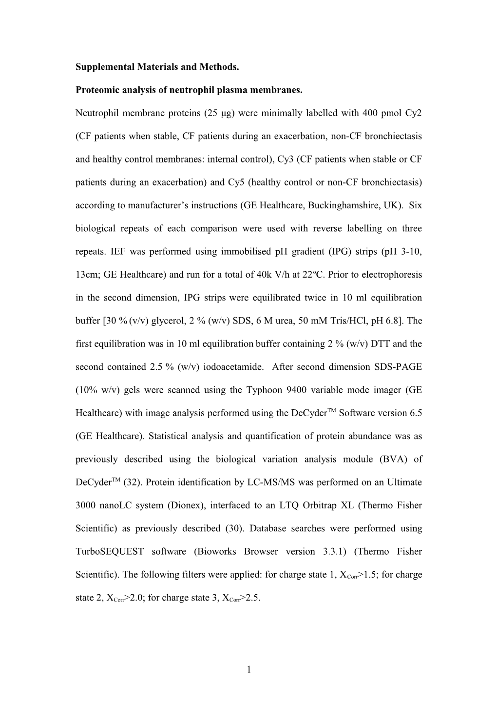 Proteomic Analysis of Neutrophil Plasma Membranes