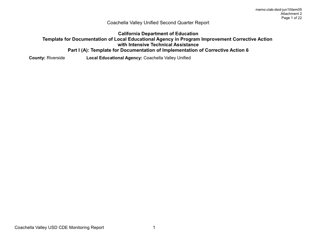 June 2010 Memorandum Item 08 Attachment 2 - Information Memorandum (CA State Board of Education)