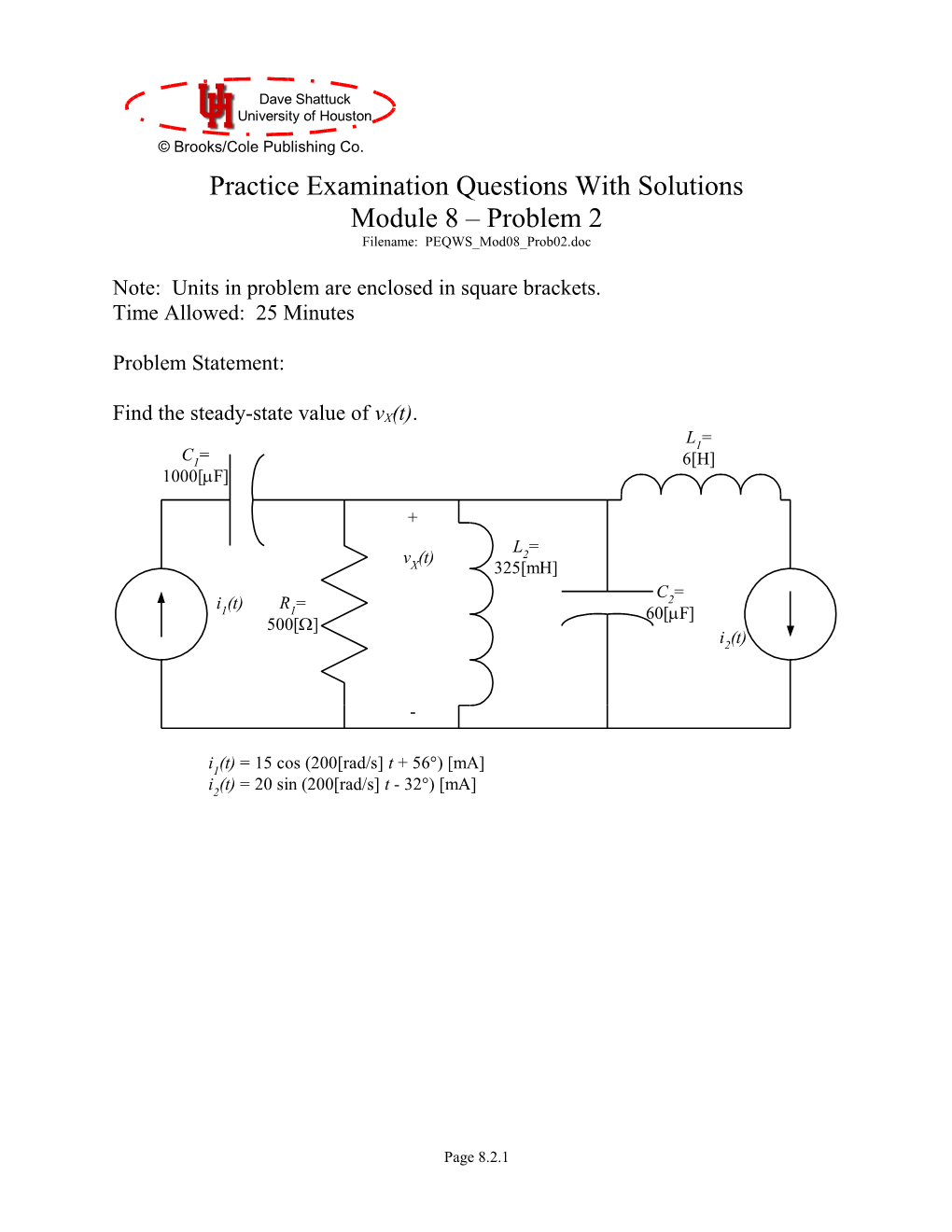 Practice Examination Module 8 Problem 2