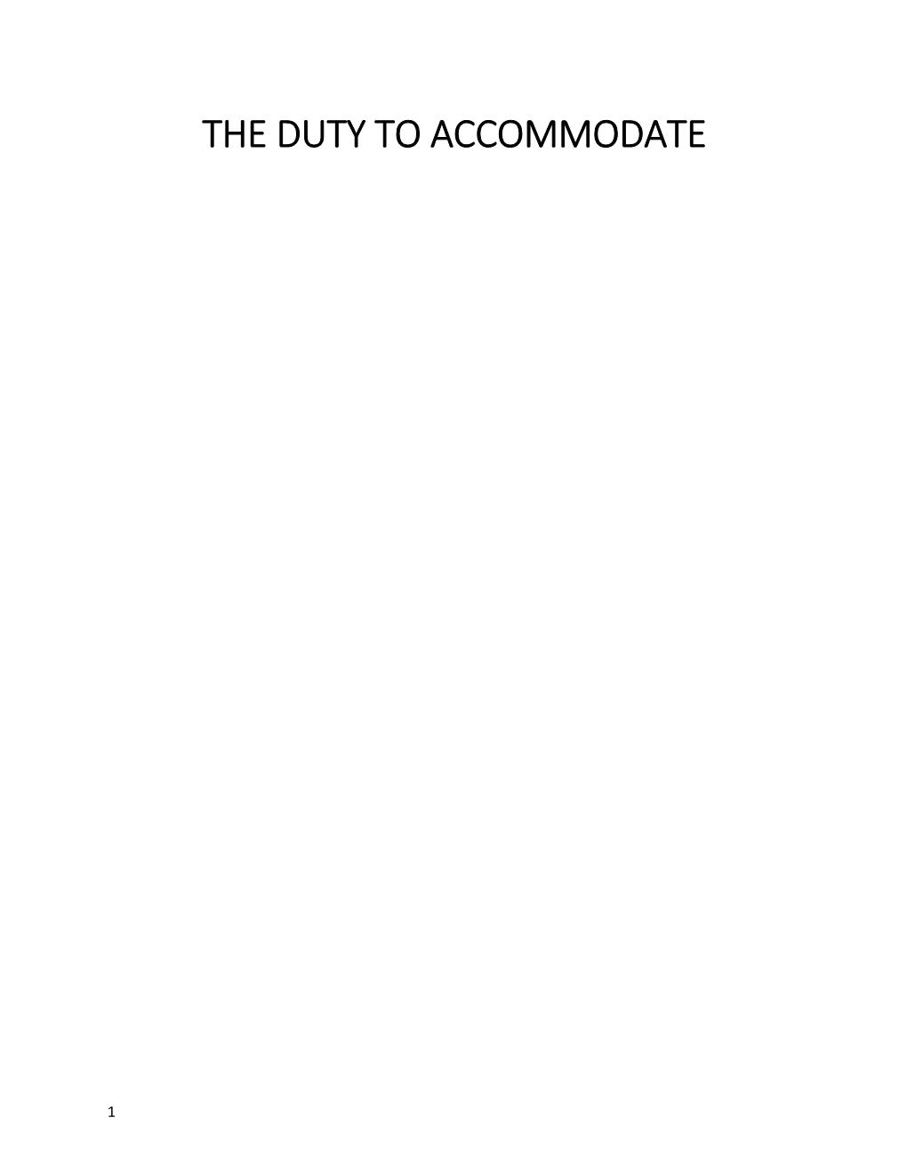 The Duty to Accommodate