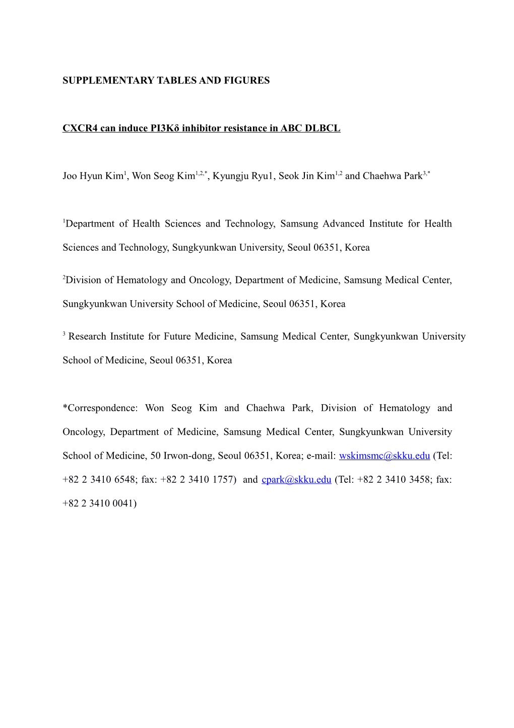 CXCR4 Can Induce Pi3kδ Inhibitor Resistance in ABC DLBCL