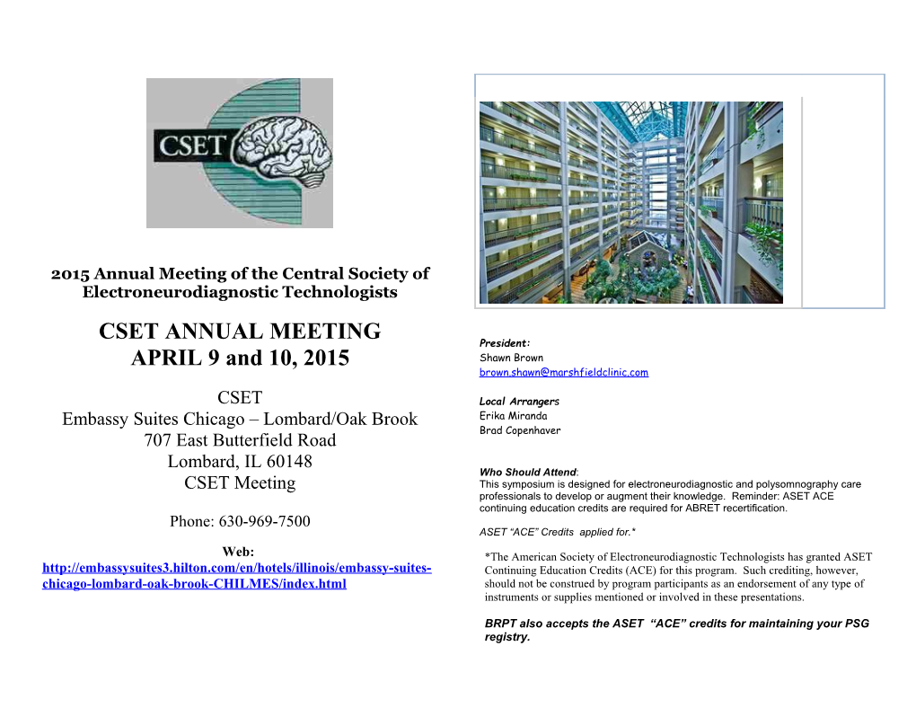2015Annual Meeting of the Central Society Of