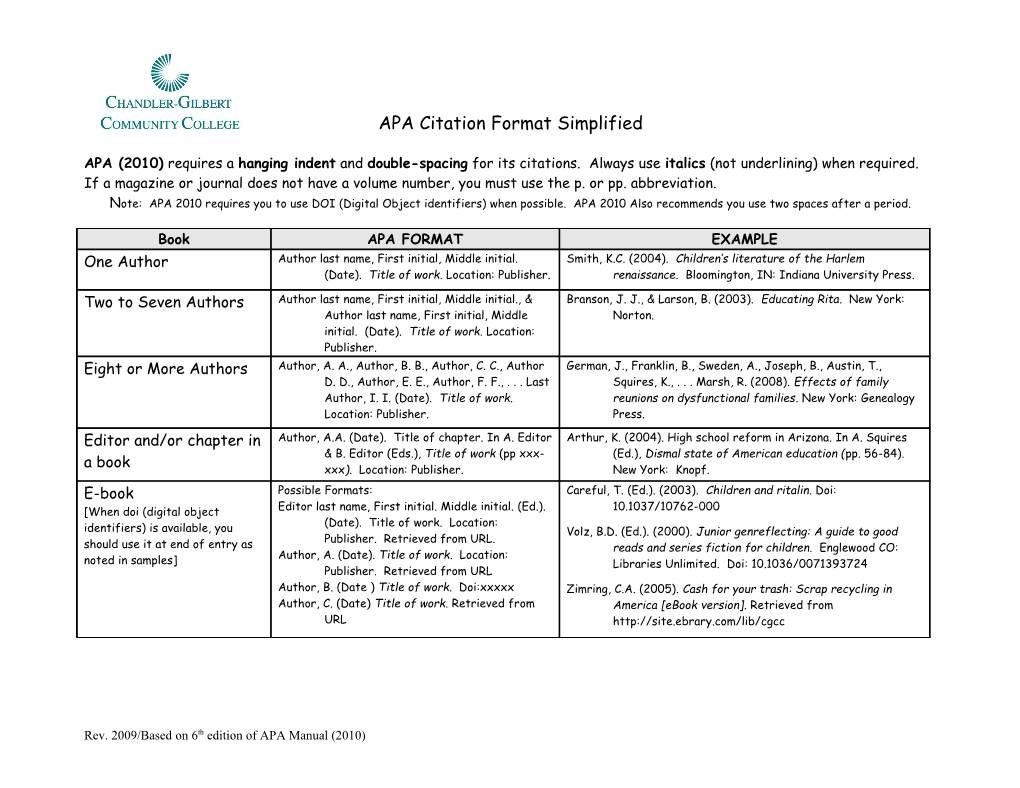 APA Citation Formats