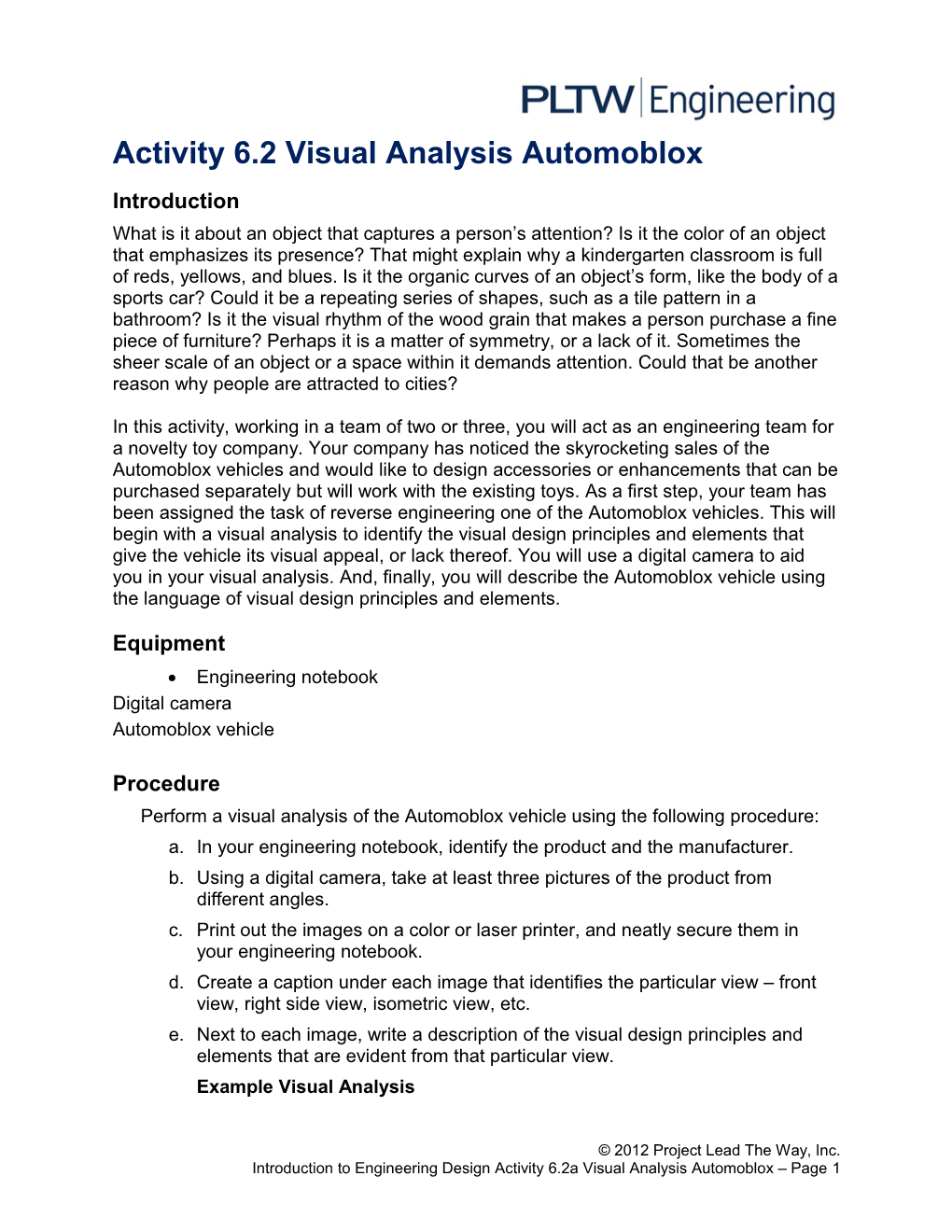 Activity 6.2 Visual Analysis Automoblox