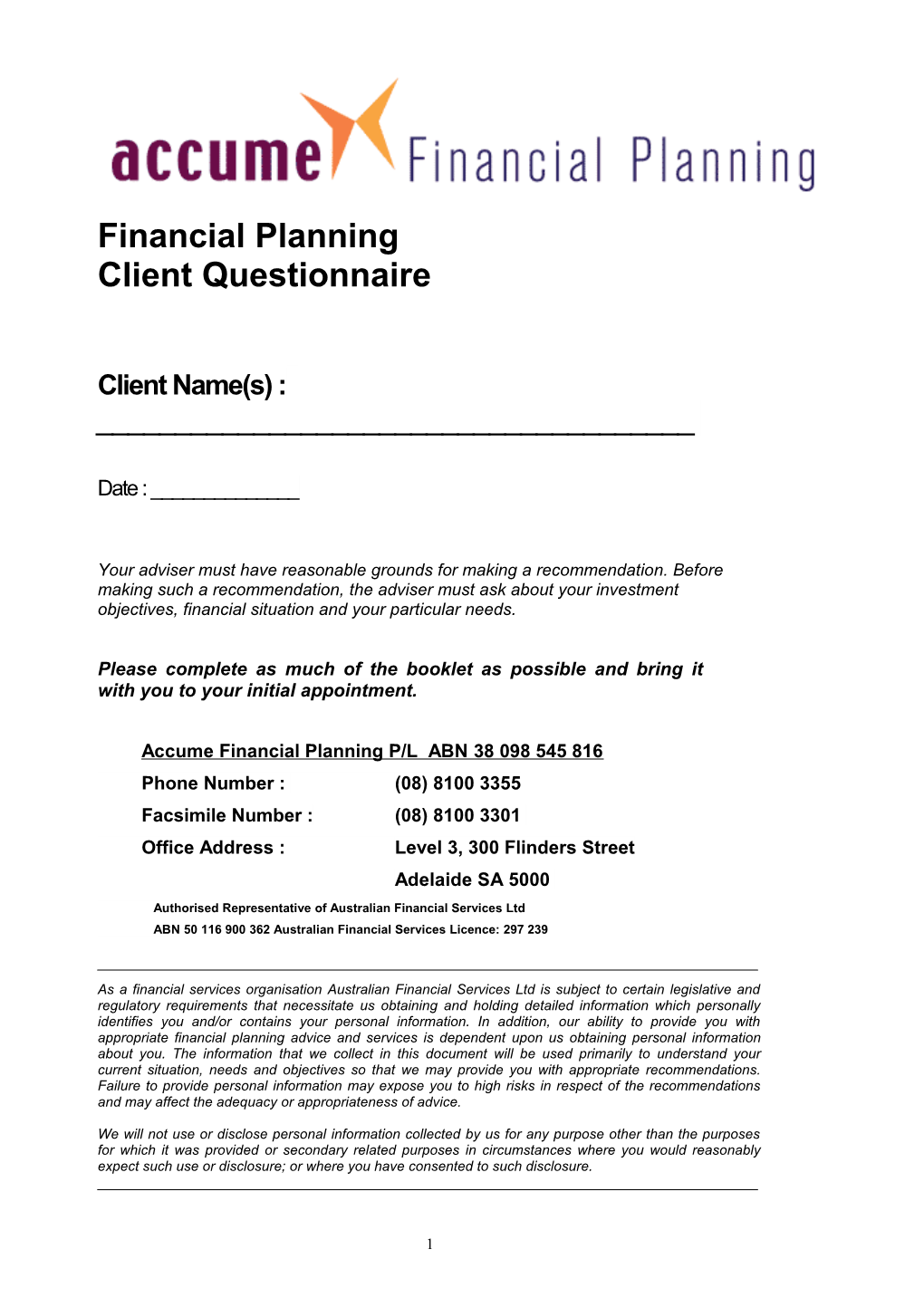 Financial Planning