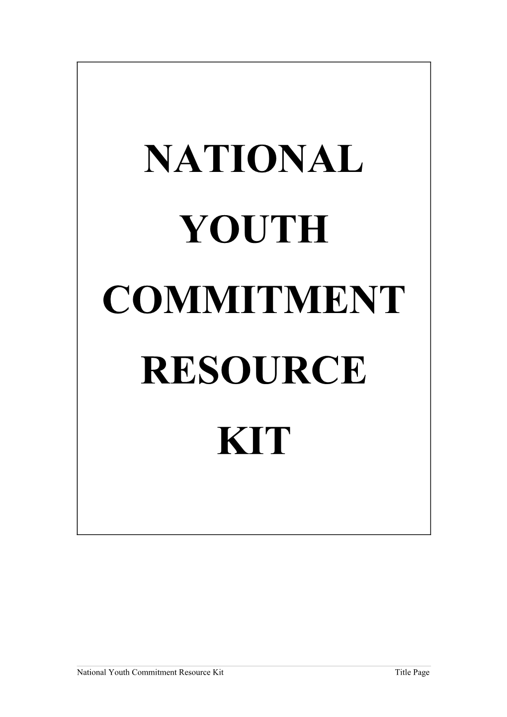 National Youth Commitment Resource Kit