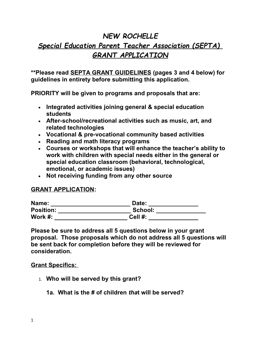 Special Education Parent Teacher Association (SEPTA)