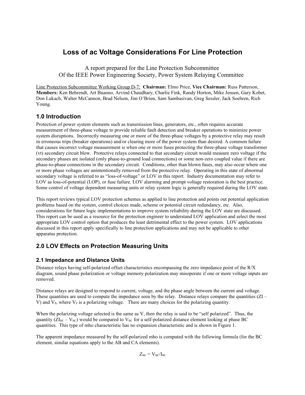 Loss of AC Voltage Considerations