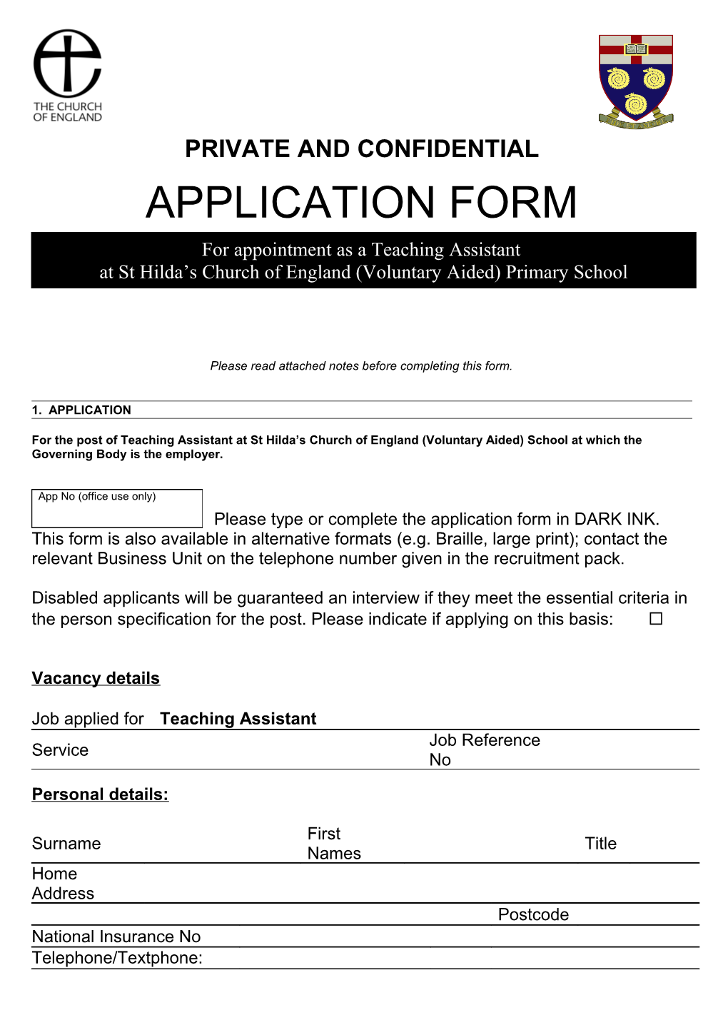 Trafford Council - Job Application Form