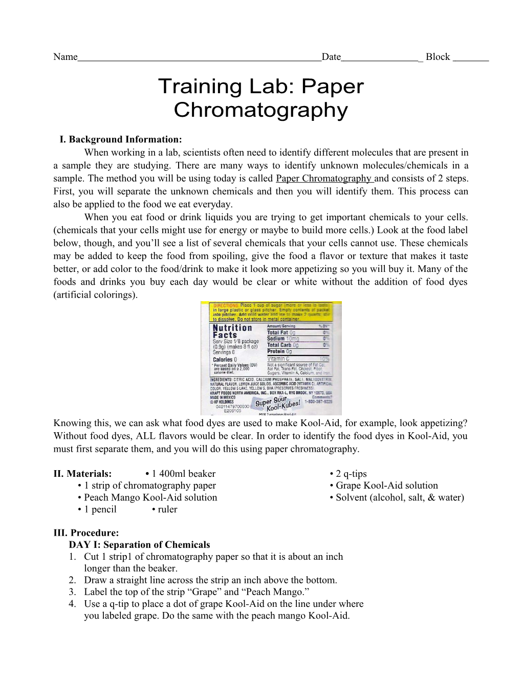 Training Lab: Paper Chromatography