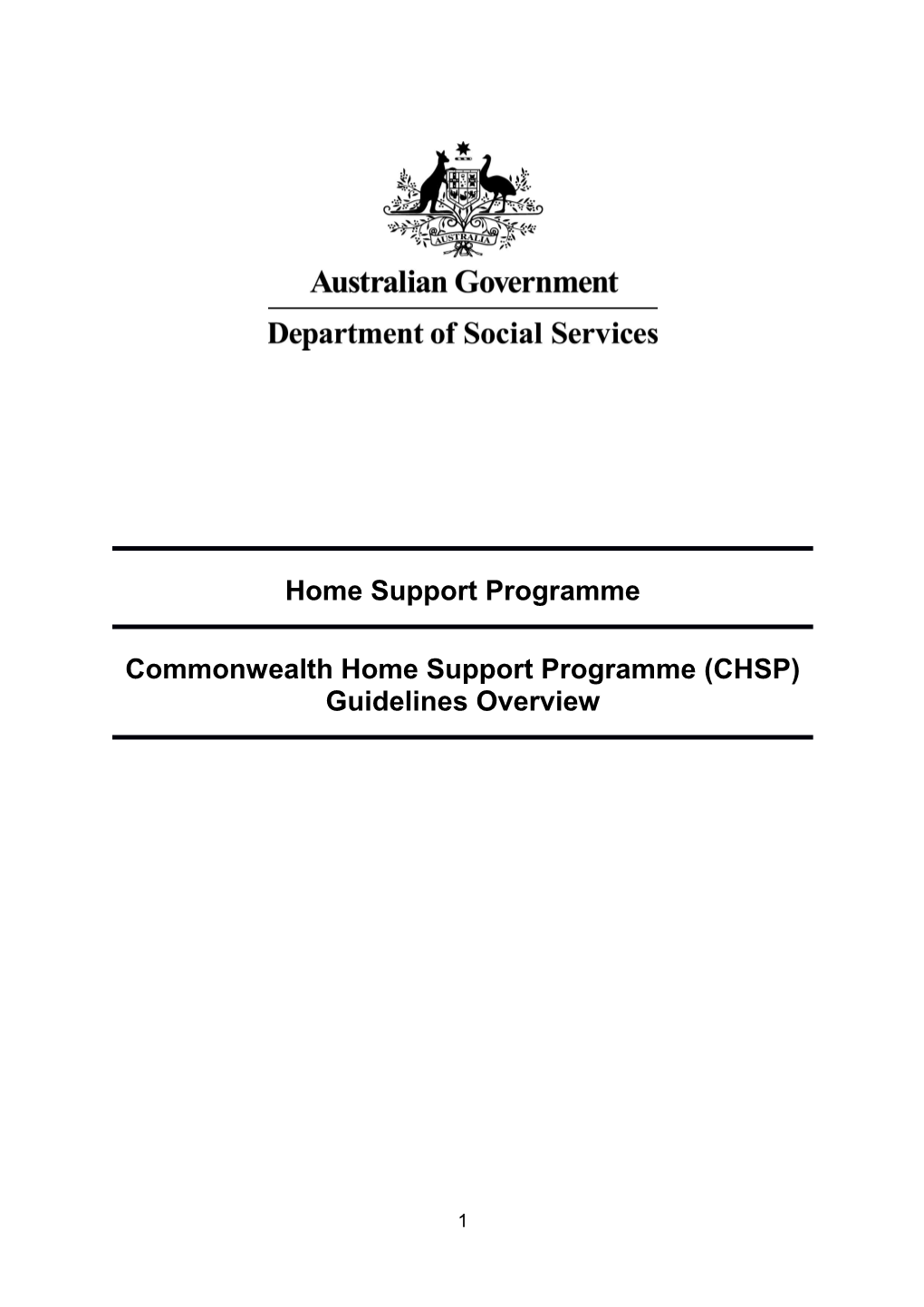 Commonwealth Home Support Programme(CHSP) Guidelines Overview
