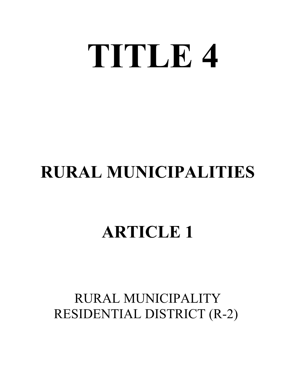 Rural Municipalities