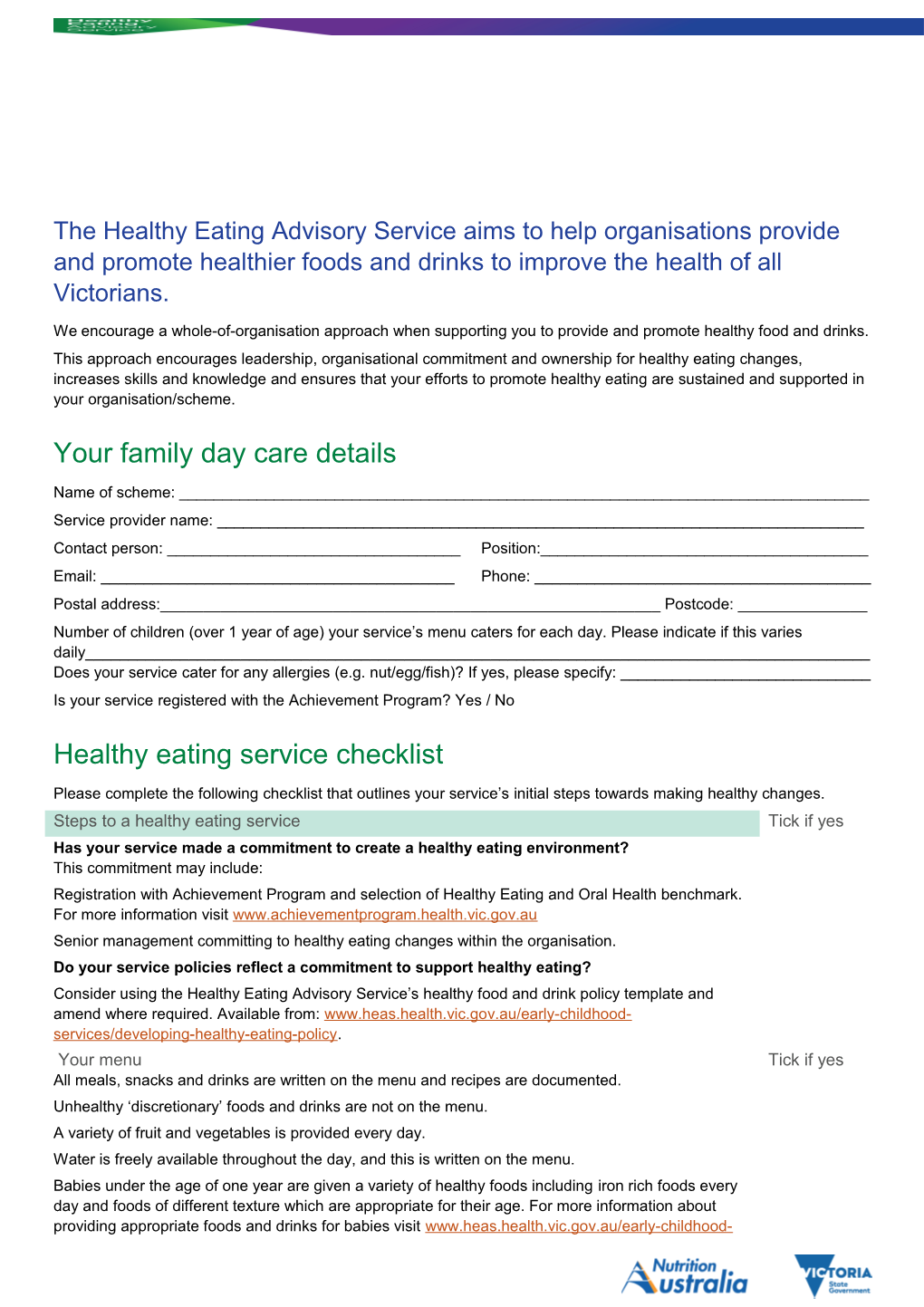 The Healthy Eating Advisory Service Aims to Help Organisations Provide and Promote Healthier