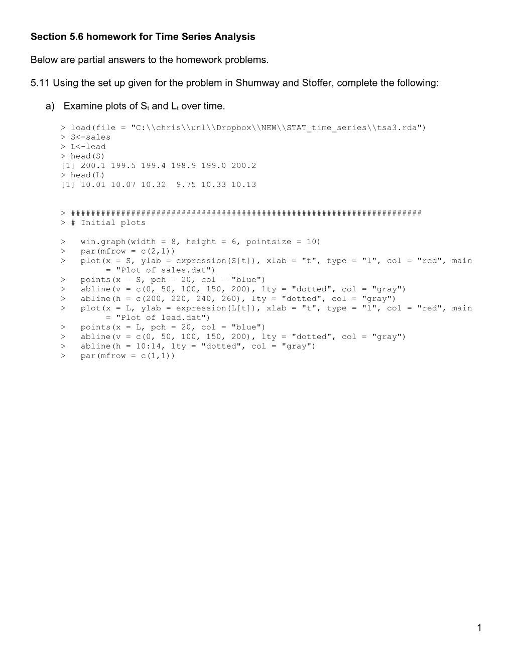 Section 5.6 Homework for Time Series Analysis