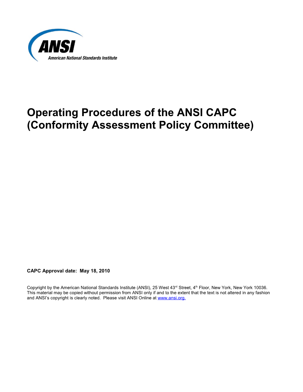 Operating Procedures of the ANSI CAPC