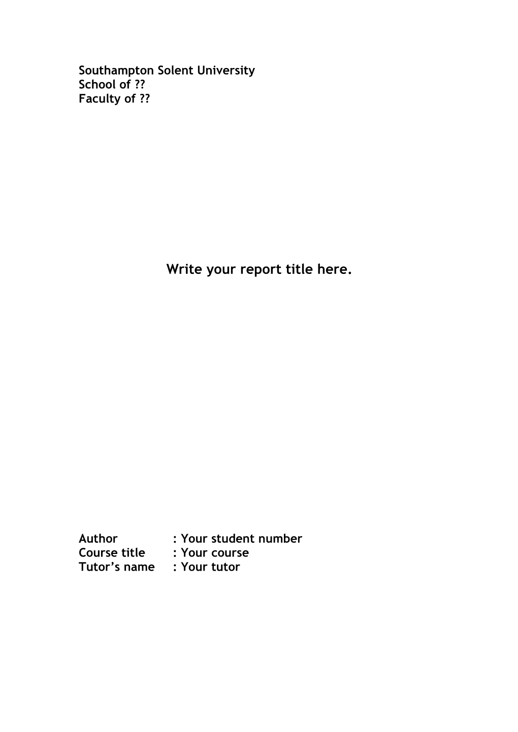 Write Your Report Title Here