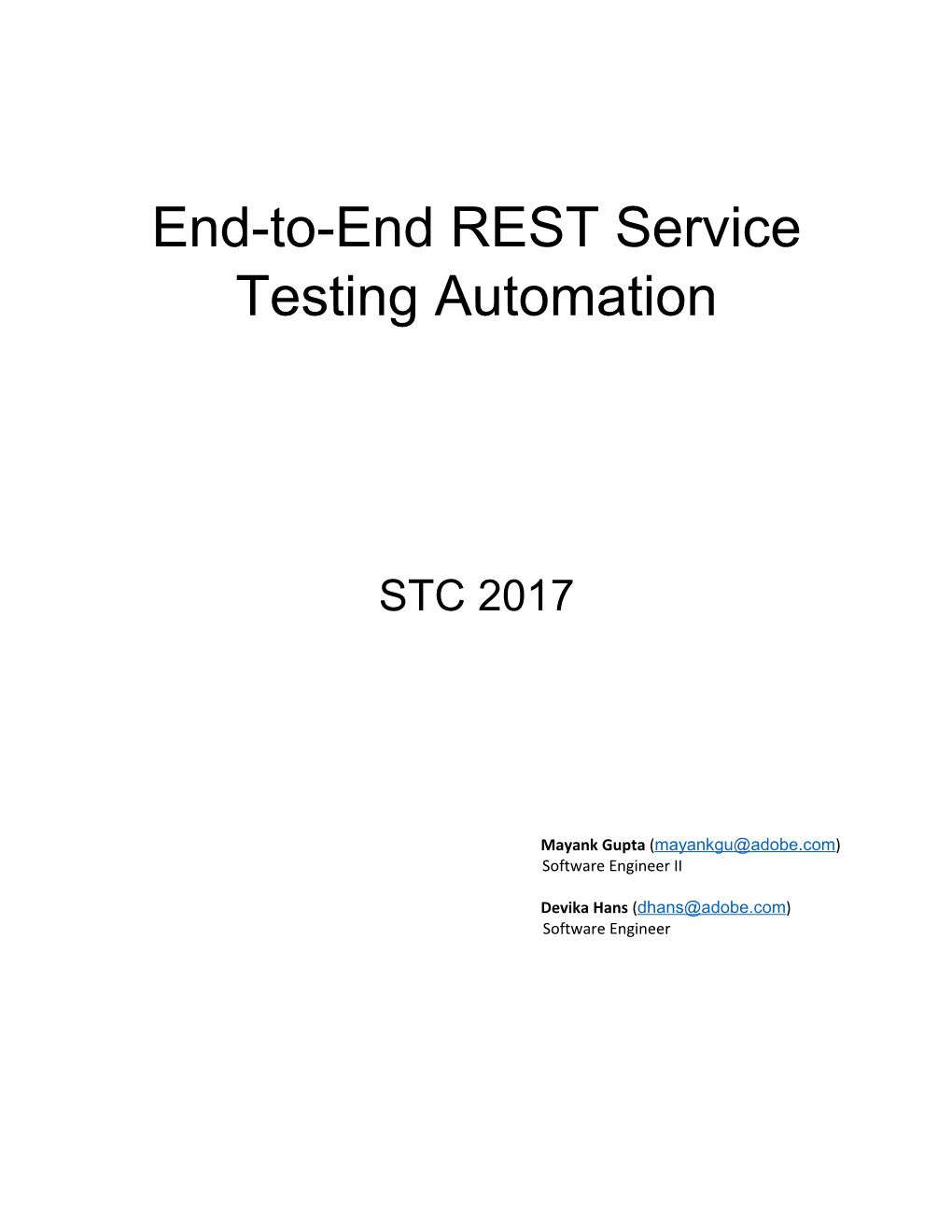 End-To-End REST Service Testing Automation