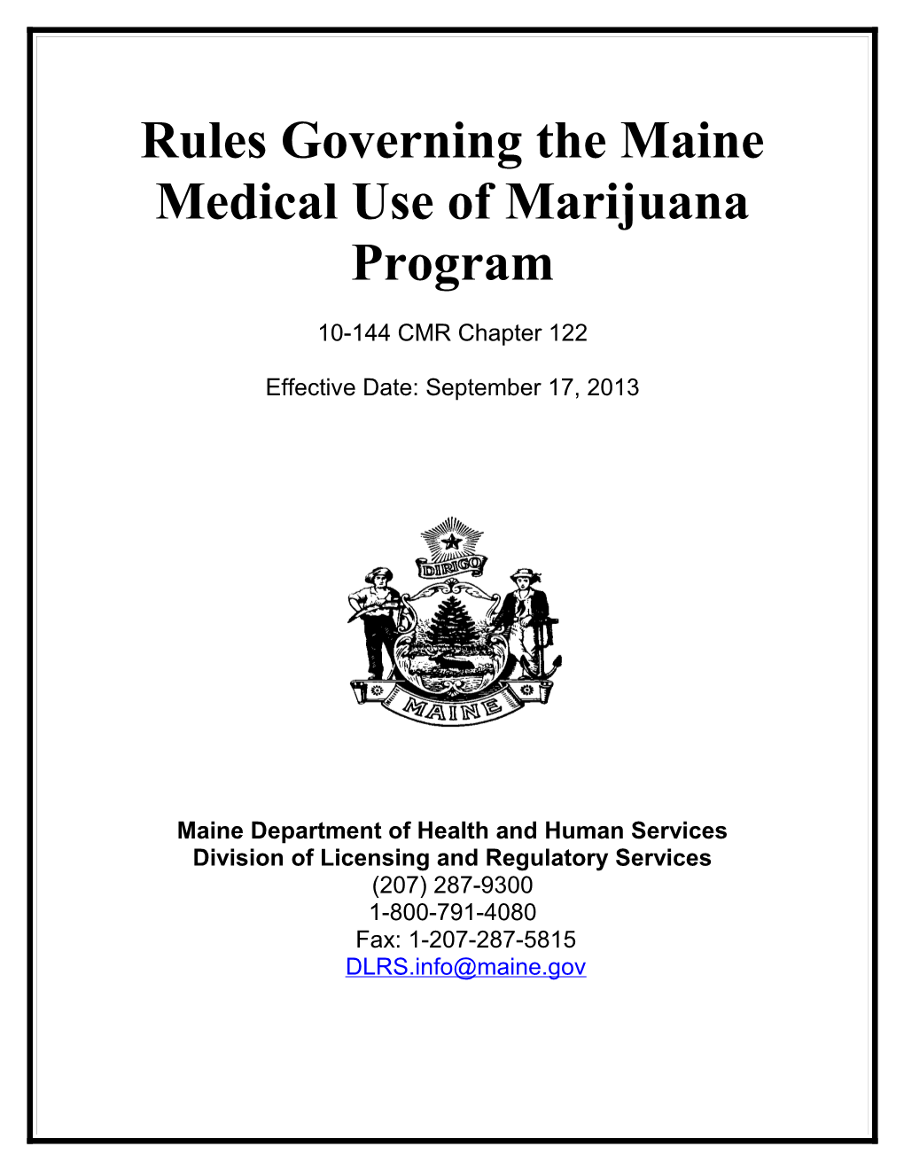 Maine Medical Marijuana Program Rules