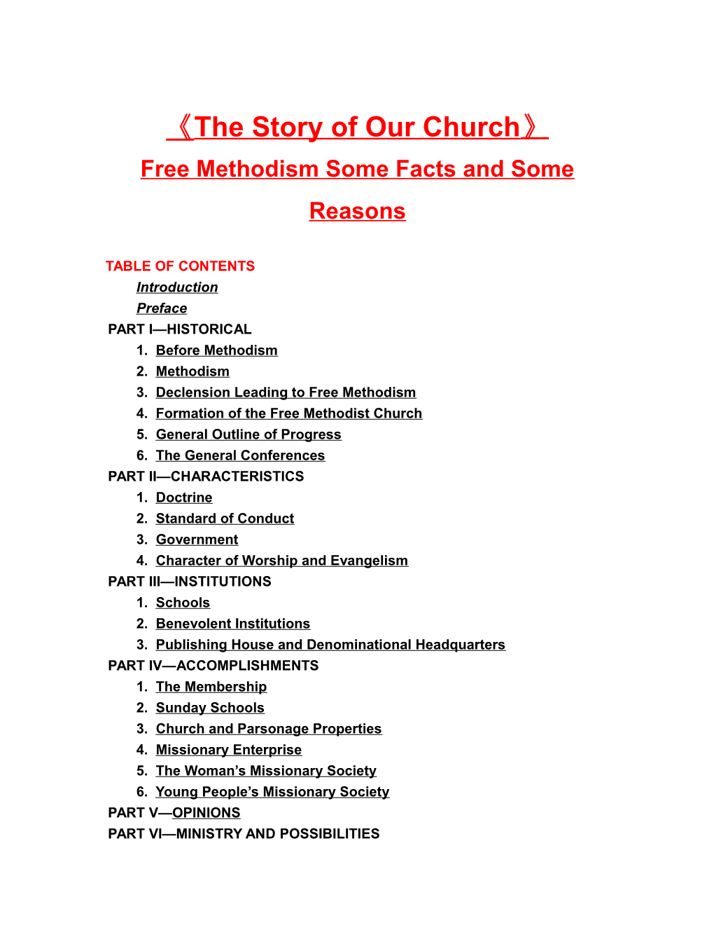 Free Methodism Some Facts and Some Reasons